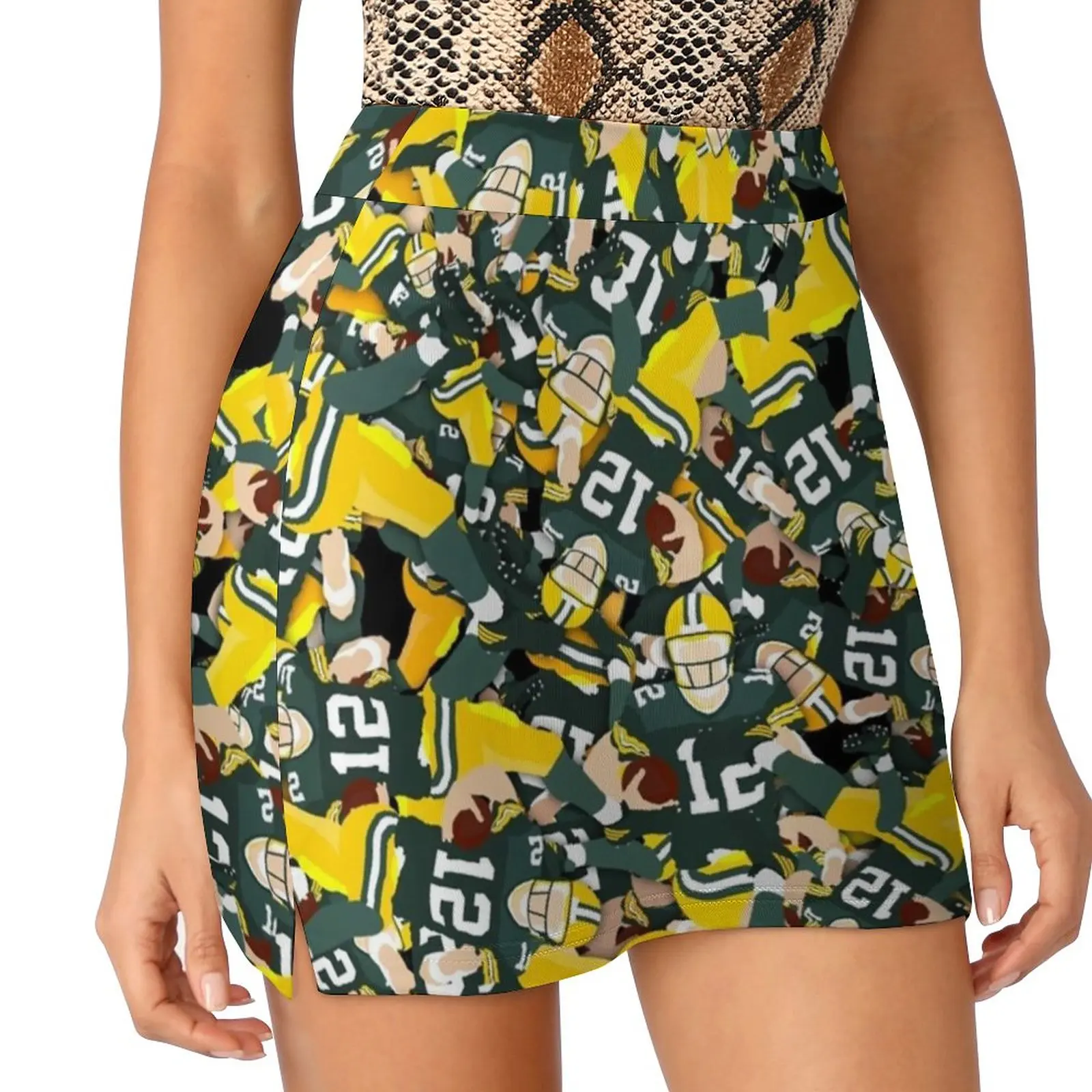 Green Bay Quarterback Women's skirt Mini Skirts A Line Skirt With Hide Pocket Green Bay Quarterback Green Bay Quarterback