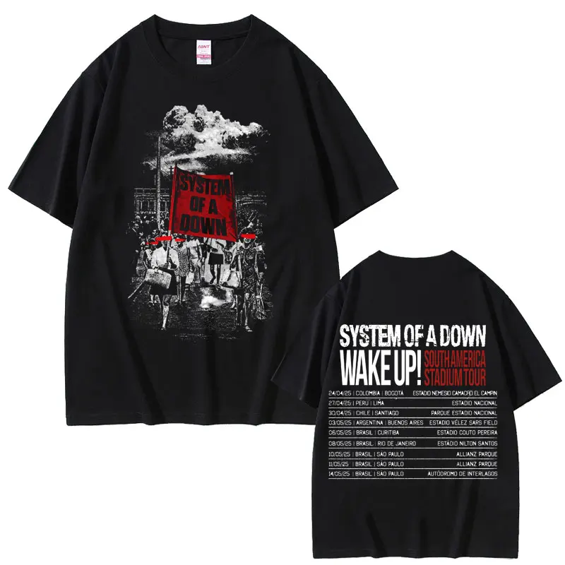 

System of A Down Wake Up Tour T Shirts Men Vintage Rock Oversized Short Sleeve T Shirt 90s Alternative Metal Merch T-shirt