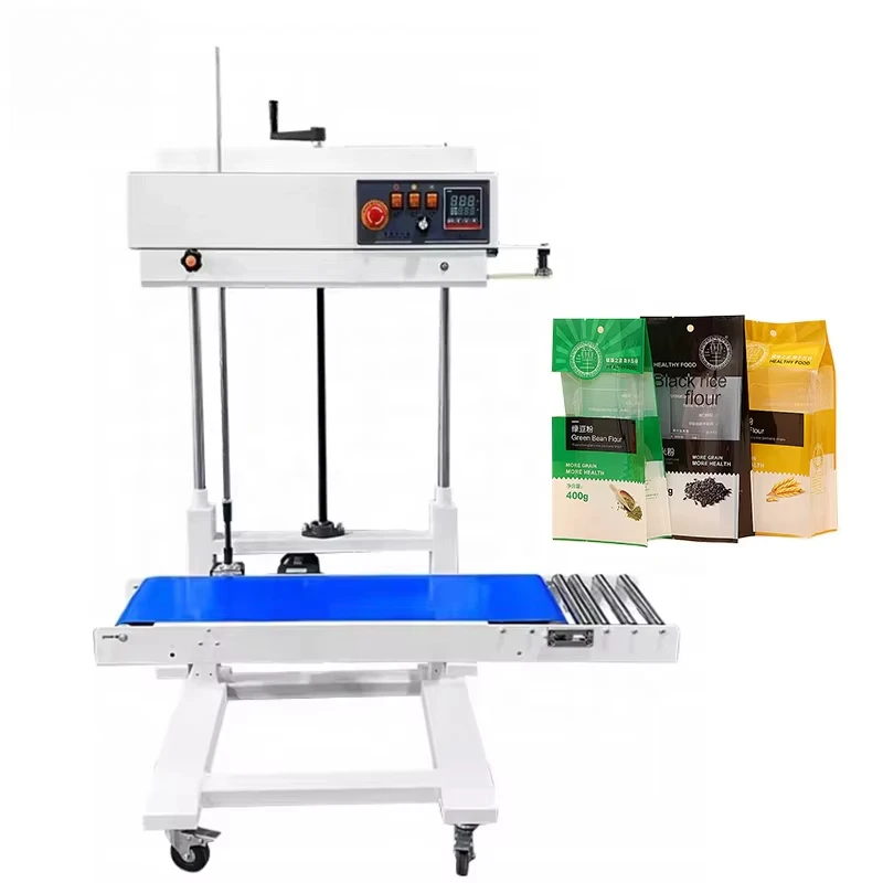 

FR-1100 OEM/ODM Специальный автоматический непрерывный упаковщик термолент PP PE Мешок из фольги для муки Машина для запечатывания пакетов для корма для домашних животных с конвейером