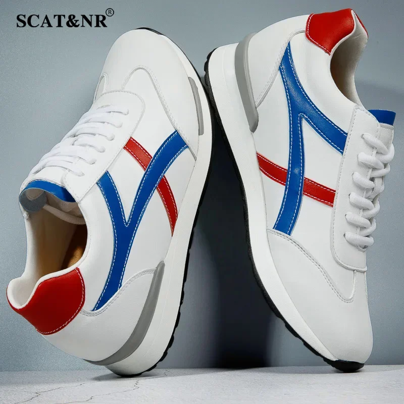 New Men Casual Sneakers Fashion Sports Elevator Shoes 7CM Hidden Heels Height Shoes Man Black White DesigneMoccasins Taller Male