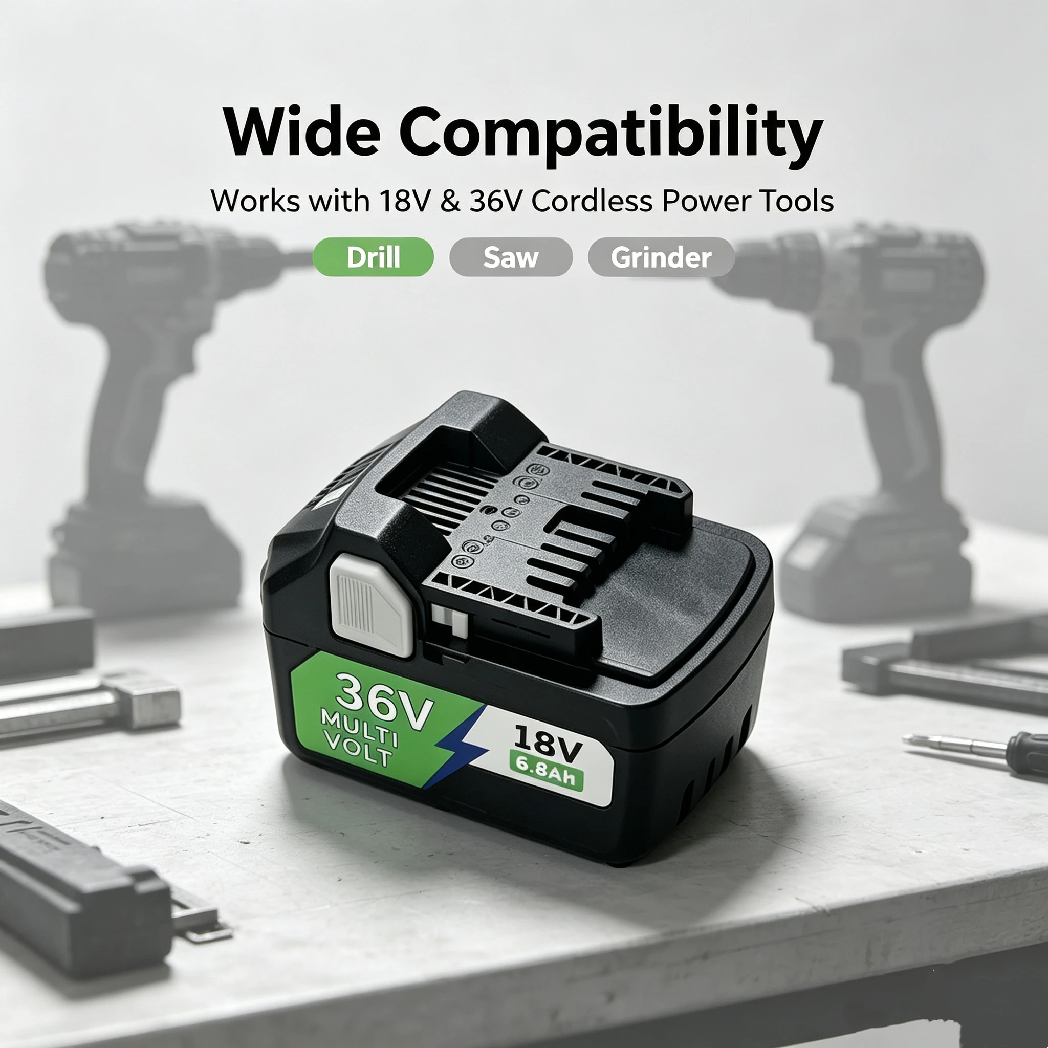 18V 6.8Ah Li-ion Battery Rechargeable for Hitachi HiKOKI BSL1850 BSL1860BSL1840 DS18DSL C18DSL Multi-Compatible Tool Replacement