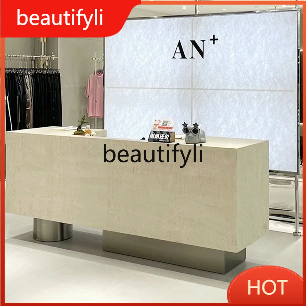 Imitation travertine checkout page Clothing store Bar reception Women's clothing store Beauty shop Yoga reception counter D80