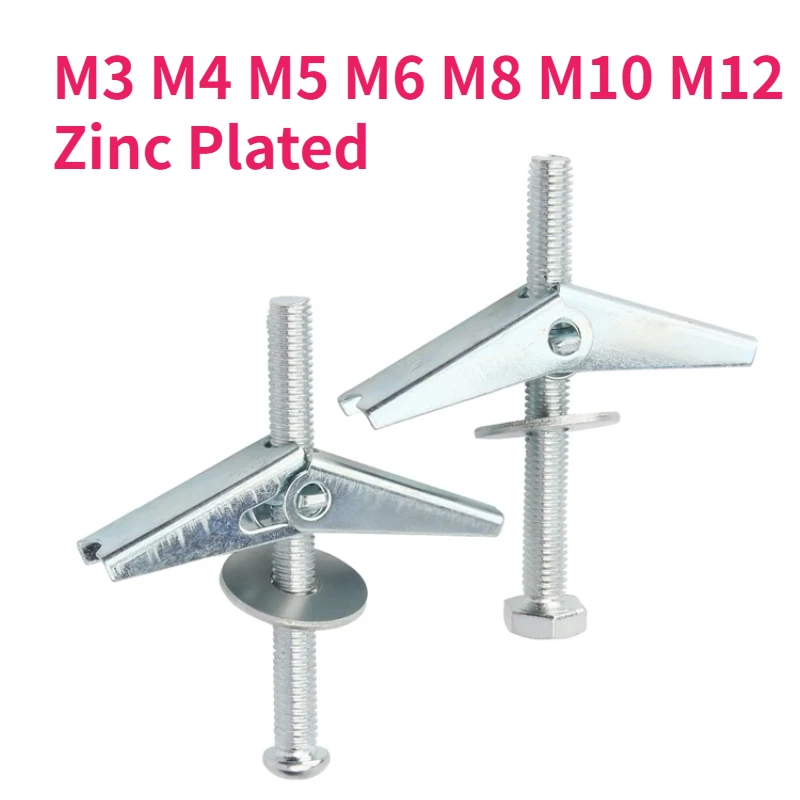 Zinc Plated Carbon Steel Heavy Duty Hollow Wall Anchors For Drywall Ceiling Toggle Bolts And Wing Nut Kit Anchors