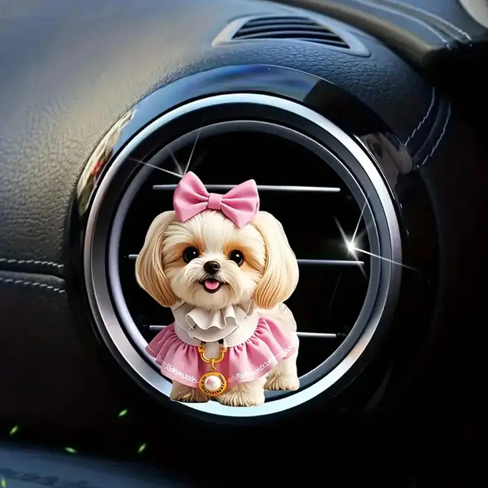 Universal Ventilation Clip Simple Installation Portable Fun Cartoon Cats Dogs Air Vent Clips Acrylic Car Interior Decoration