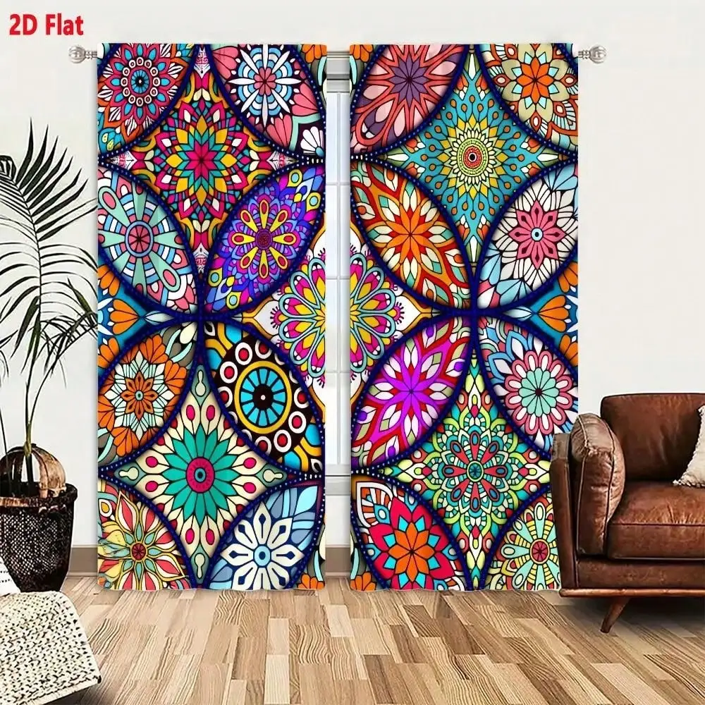 2D Flat Vibrant Symmetrical Floral Mandala Grid Pattern With Elaborate Interlocking Petals And Bright Contrasting Colors Pink