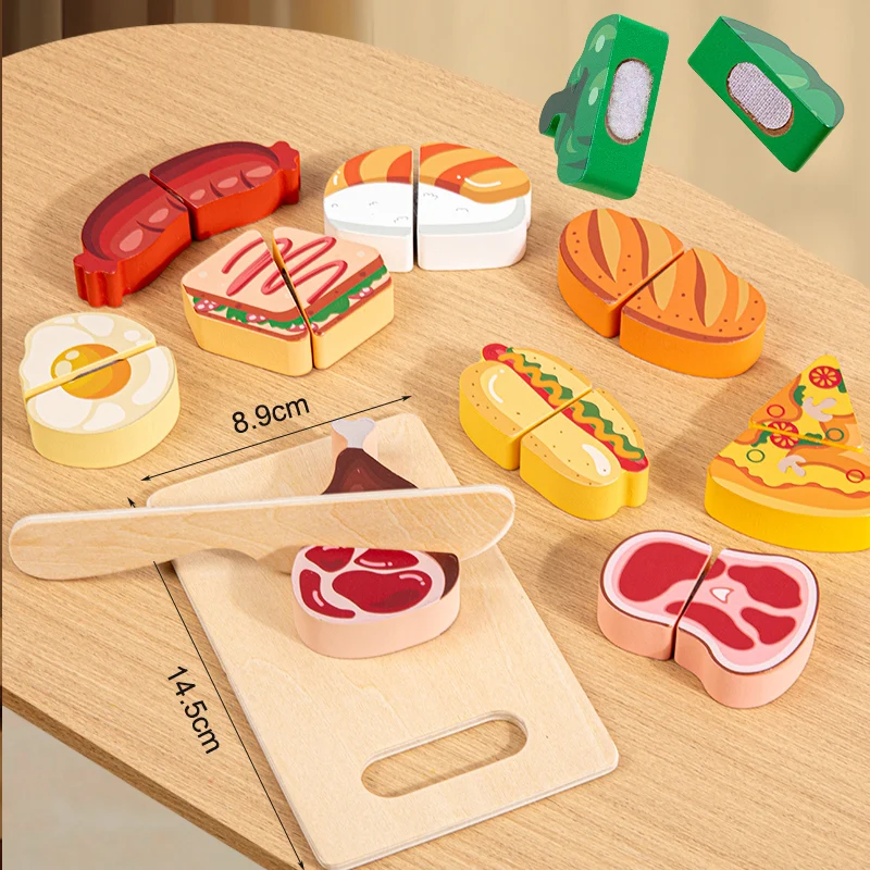 Wooden Kitchen Pretend Toy Simulation Cutting Fruit Food Game Velcro Play Kitchen Accessories Montessori Educational Toy For Kid