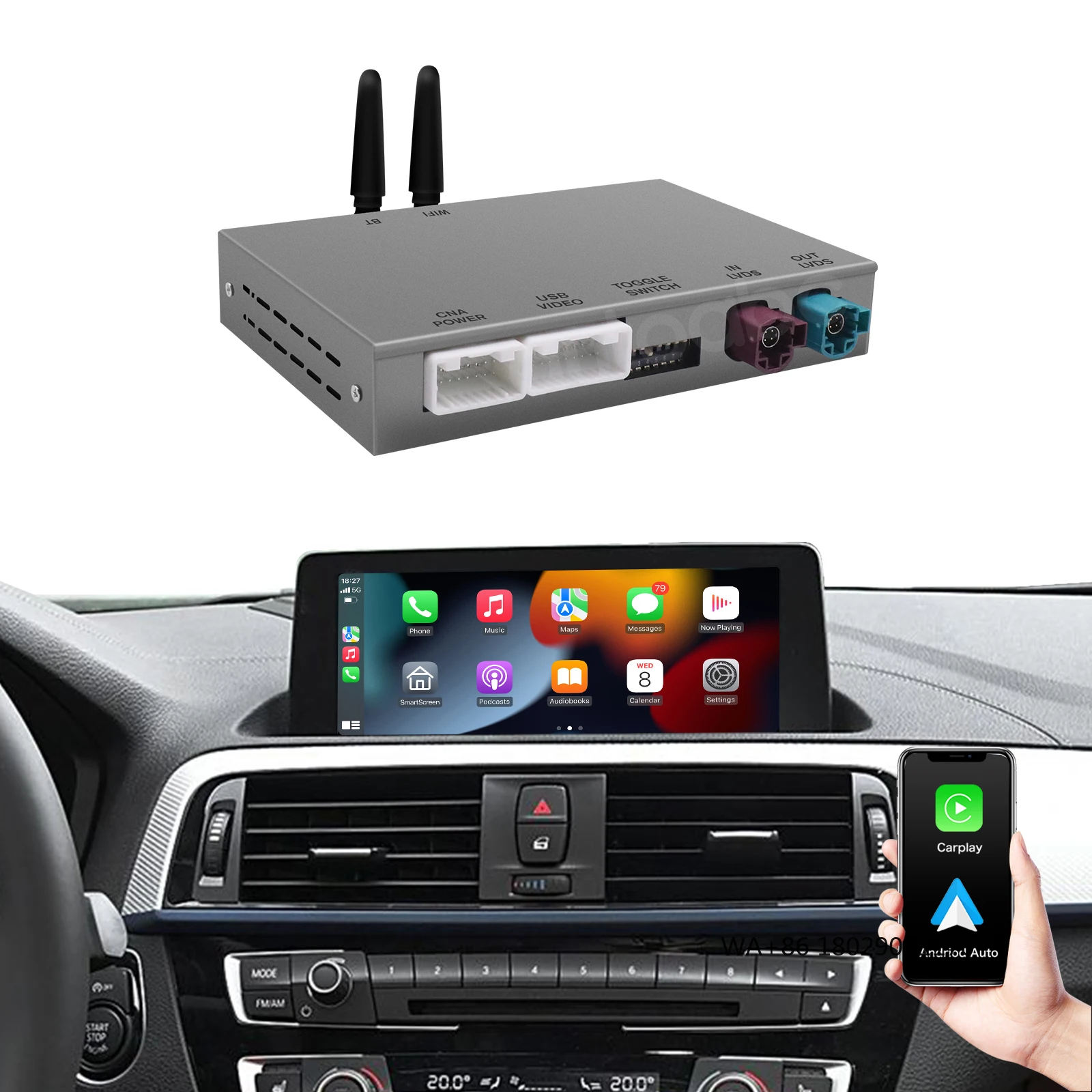 

Autoabc OEM Wireless Carplay Android Multimedia Box with Video Interface for BMW EVO ID5 ID6 Android Auto Screen Mirroring