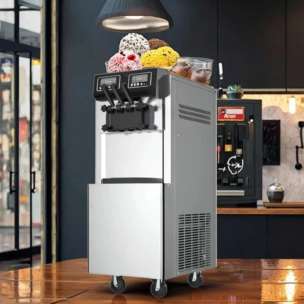 Professional Commercial High-Production Ice Cream Machine Gelato Soft Serve 3-Flavor Floor Standing Stainless Steel  1-Year