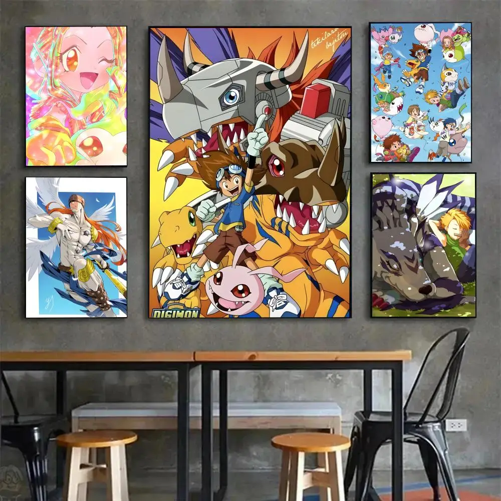 Digital Monster Digimon Poster Painting Wall Art Mural for Living Room Home Decor and Gifts