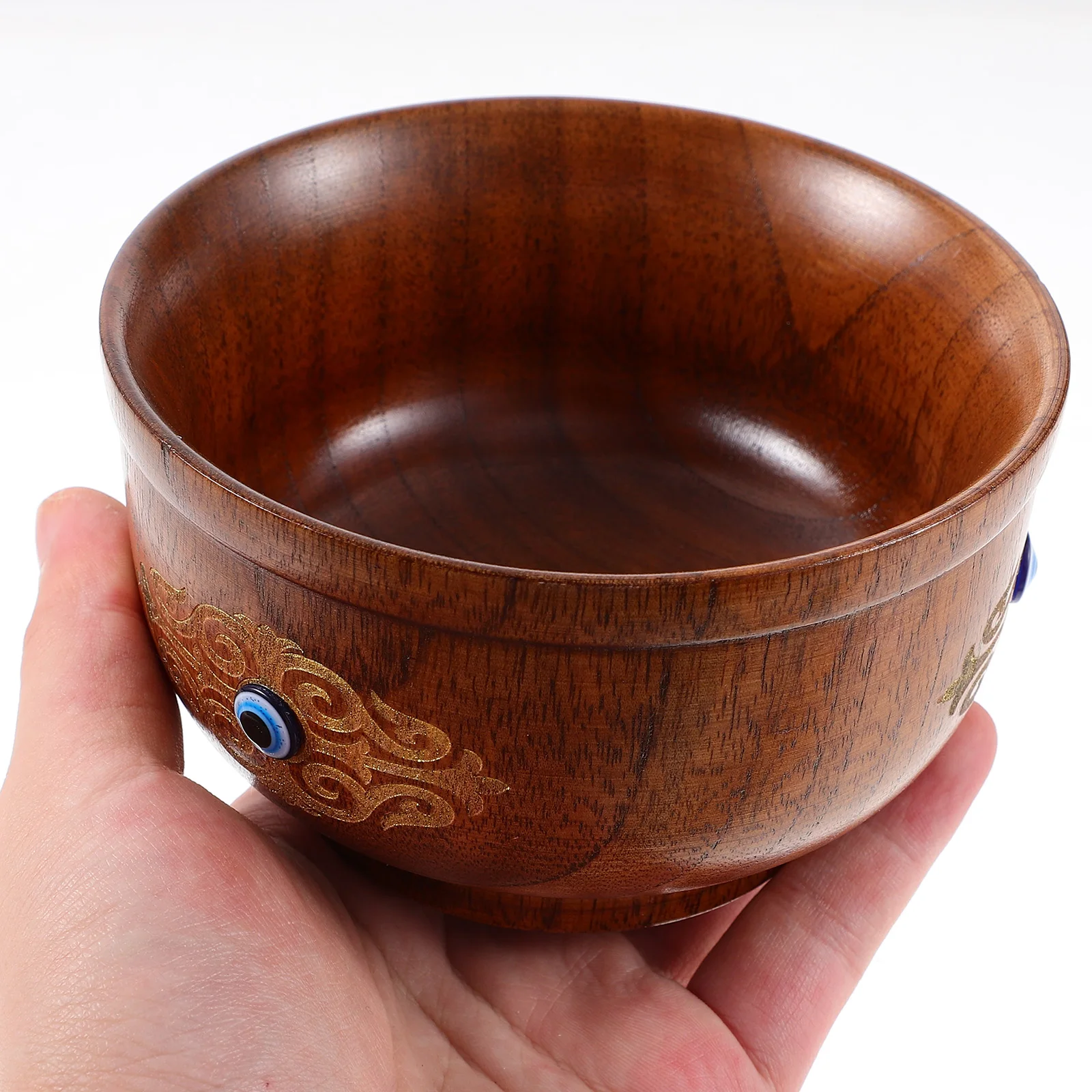 

Mongolian Wooden Bowl Retro Fruit Decorative Bowls Nationality Rice Soup Serving