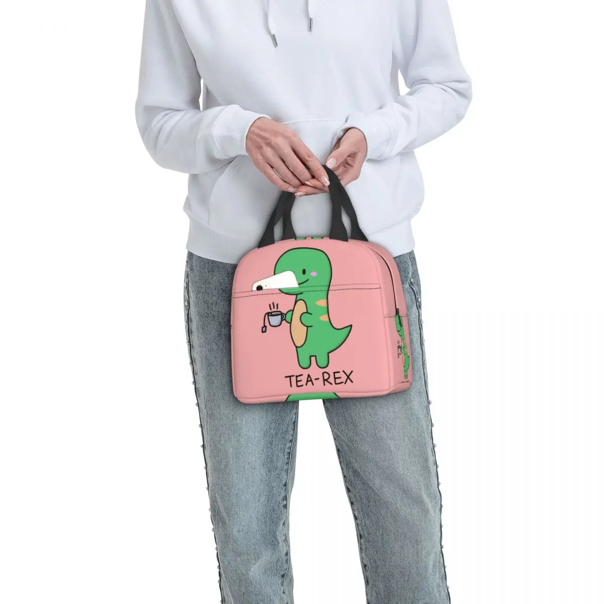 Sac à lunch isotherme T-Rex pour femme, sac à thé mignon, glacière thermique, boîte à lunch de dinosaure de dessin animé, sacs de pique-nique de voyage de camping