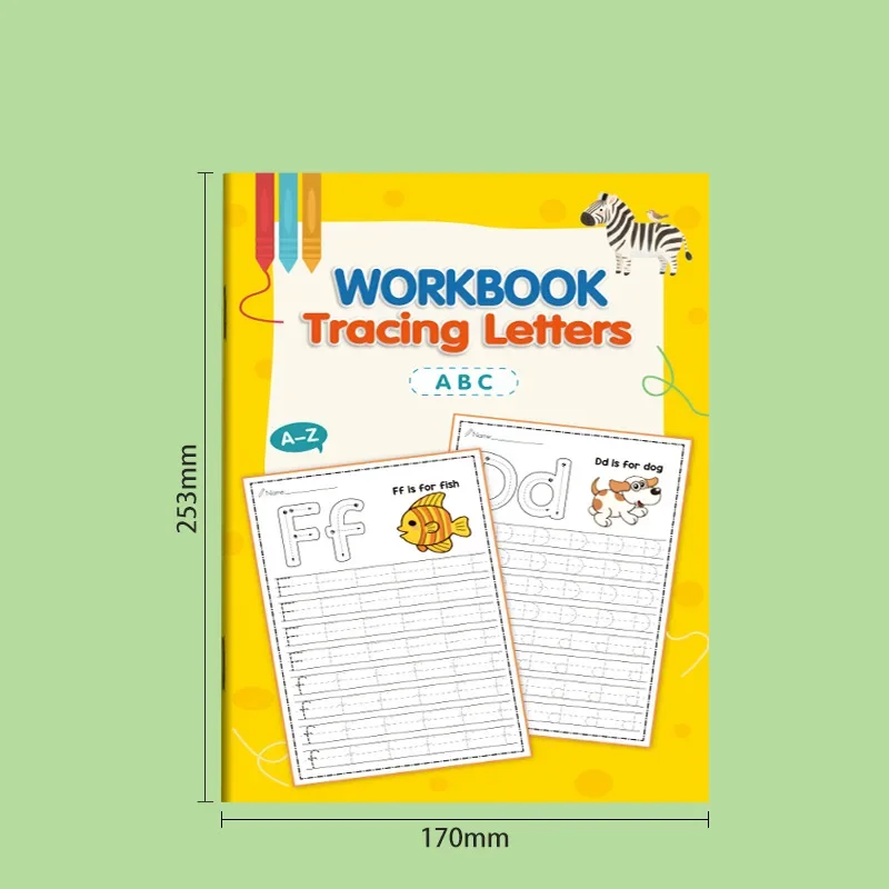 Early English Learning Workbook 32 Pages A-Z Letter Tracing Kids Alphabet Handwriting Recognition Guide Book