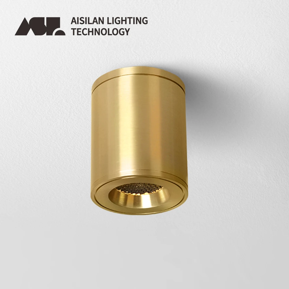 Aisilan Ceilling LED Downlight Copper with Honeycomb Anti-glare Design CRI 97 Ceiling Lamp for Indoor Lighting