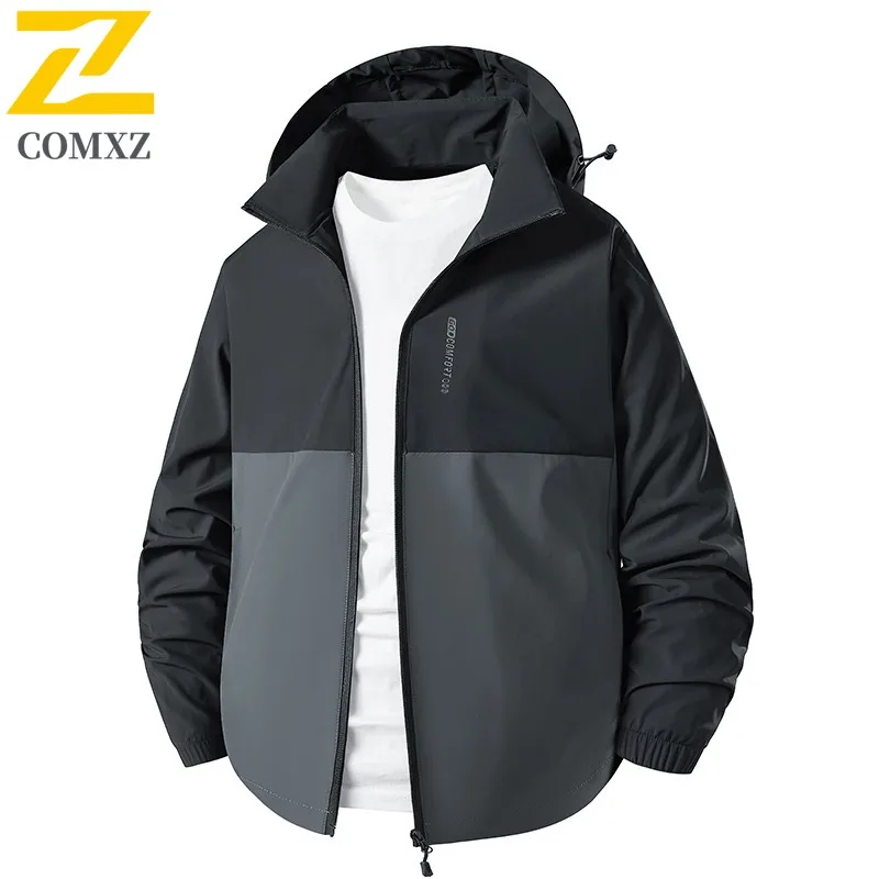 

COMXZ High Trendy Male Jacket New Classics Solid Color Detachable Hooded Lightweight Windbreaker Outdoor Hunting Autumn Coat