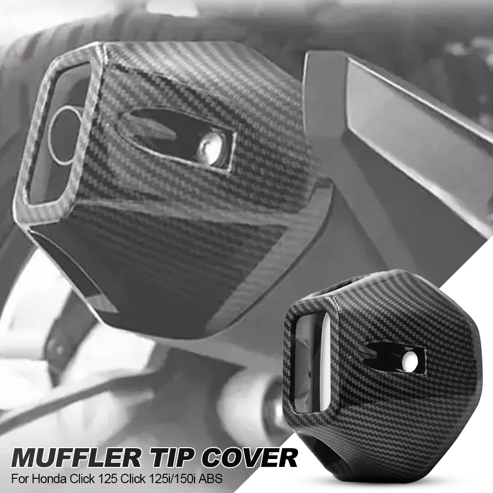 Motorcycle Muffler Tip Cover Glossy Carbon Exhaust Tip Garnish Accessories For Honda Click 125 Click 125i/150i ABS