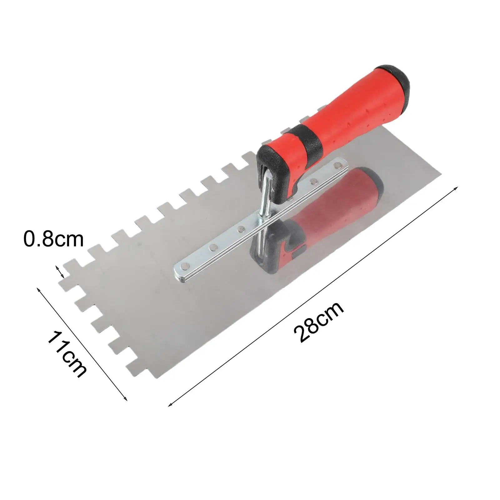 Masonry Spatula Notched Trowel Set Lightweight Tool Grip Multi-Notch Sizes Polished Stainless Steel For Tile Installations