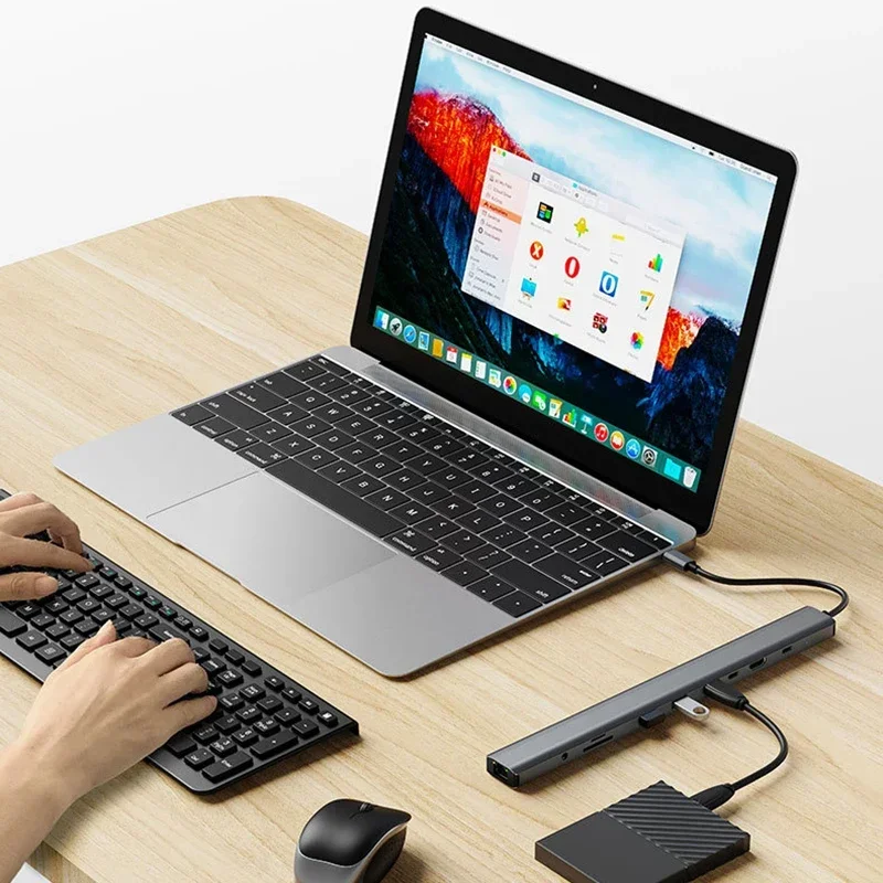 

10 in 1 USB Hub Dock AUX HD-compatible VGA Adapter USB C Laptop Docking Station USB 3.0 5Gbps Data Ports for Macbook Huawei