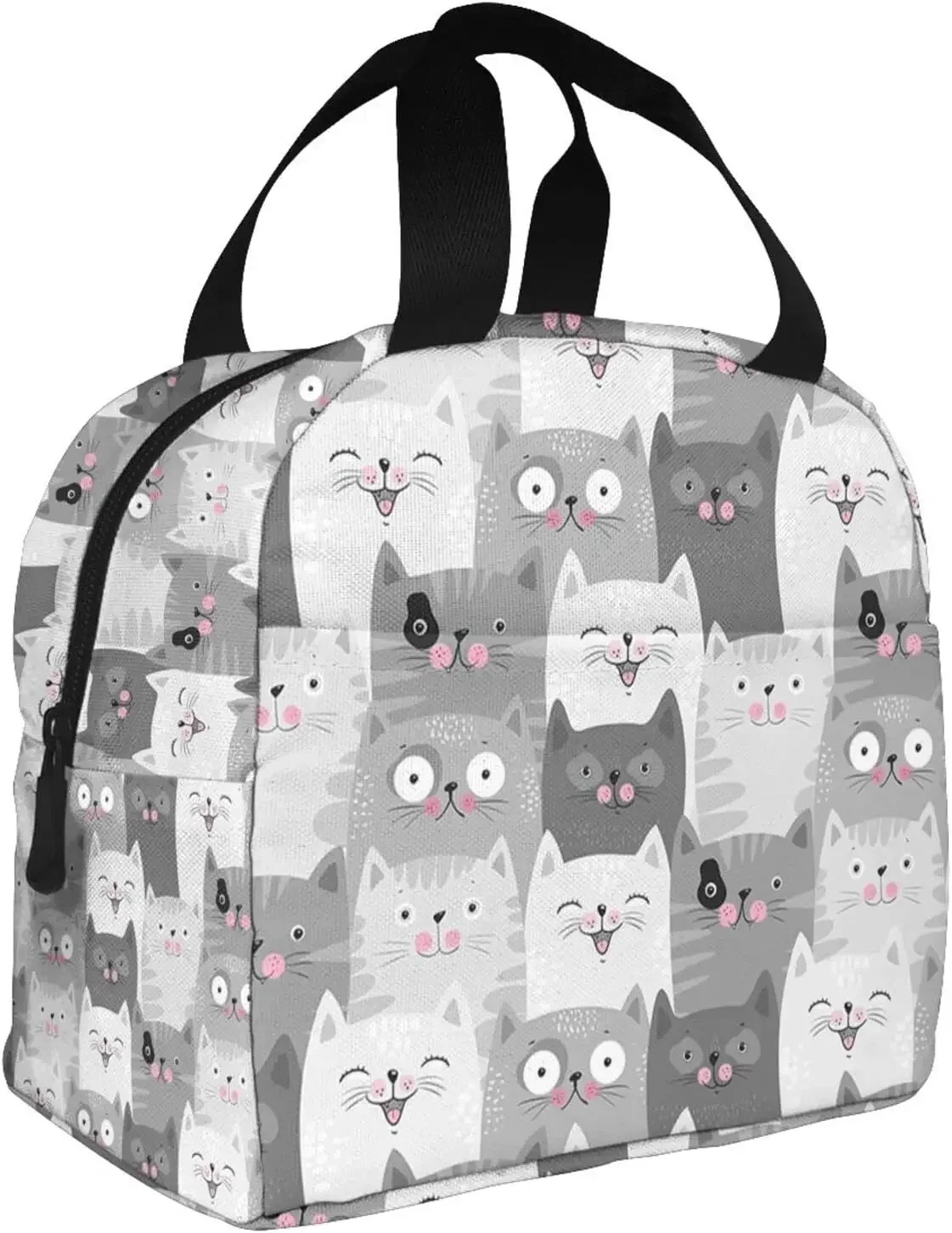 

Grey Cats Lunch Bag Insulated Lunch Box Reusable Cooler Thermal Meal Tote for Women Girls Work School Picnic