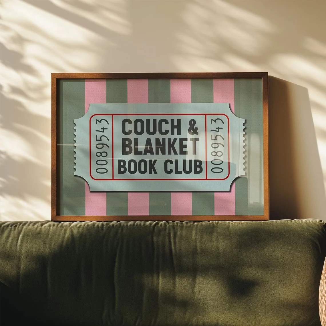 Modern Couch & Blanket Book Club Quotes Ticket Wall Art Print Canvas Painting Poster Picture For Living Room,Bedroom Home Decor