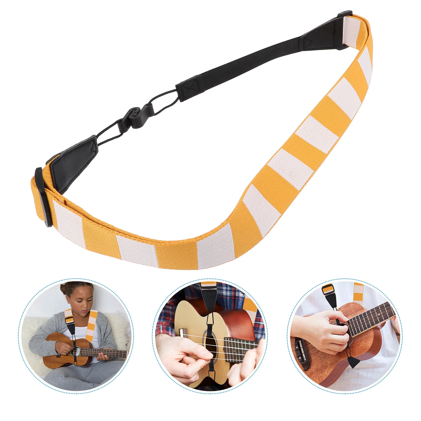 

Durable Ukulele Strap Adjustable Size Double Hooks Punch Free Shoulder Belt Instrument Accessory Ukulele Holder Belt
