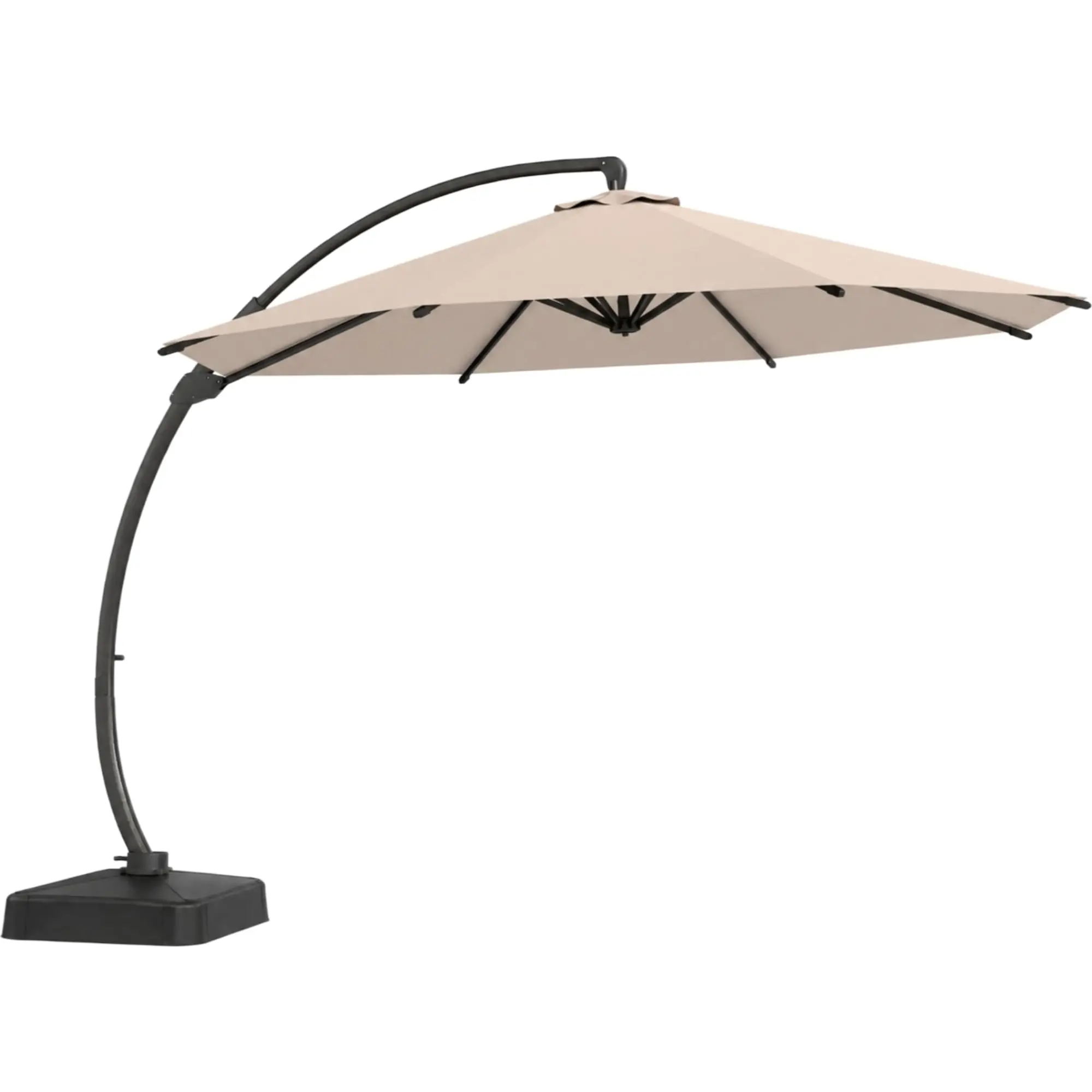11ft Offset Cantilever Patio Umbrella with Base Included, Large Round Aluminum Outdoor Umbrella, 360° Rotation &