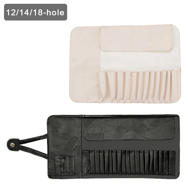 12/18/24Hole Make-Up Brushe Bag Functional Cosmetics Case Travel Organizer Make Up Brushes Protector Makeup Tools Rolling Pouch