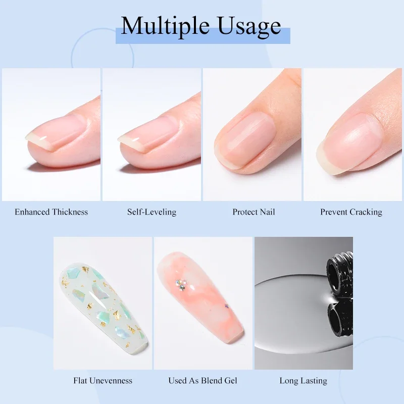 7 ml Verstärkungs-Gel-Nagellack, selbsthebend, langlebig, transparent, klar, Nagelkunst-Lacke für Nägel, Design, Nagelzubehör