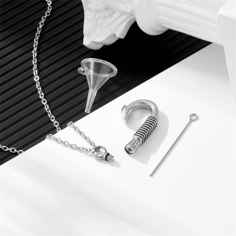 Fishing Hook Urn Necklace for Ashes Fish Hook Stainless Steel Cremation Jewelry Memorial Pendant Keepsake for Men