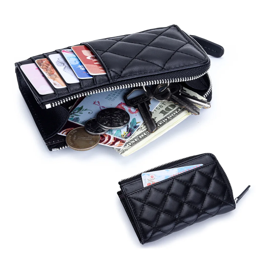 

Женский короткий кошелек из овчины, держатель для монет, маленький кошелек из натуральной кожи, 7Z