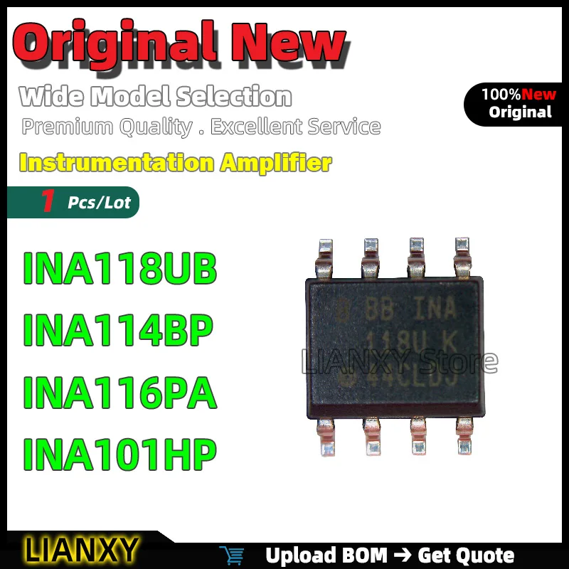 1pcs DIP-8 INA118UB INA114BP INA116PA INA101HP Instrumentation Amplifier New Original