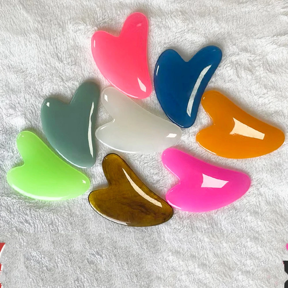 1PC Heart Shape Resin Gua Sha Skin Scraping Massage Board Gua Shua for Face Beauty Skin Care Tool Skindion Face Massager Tools