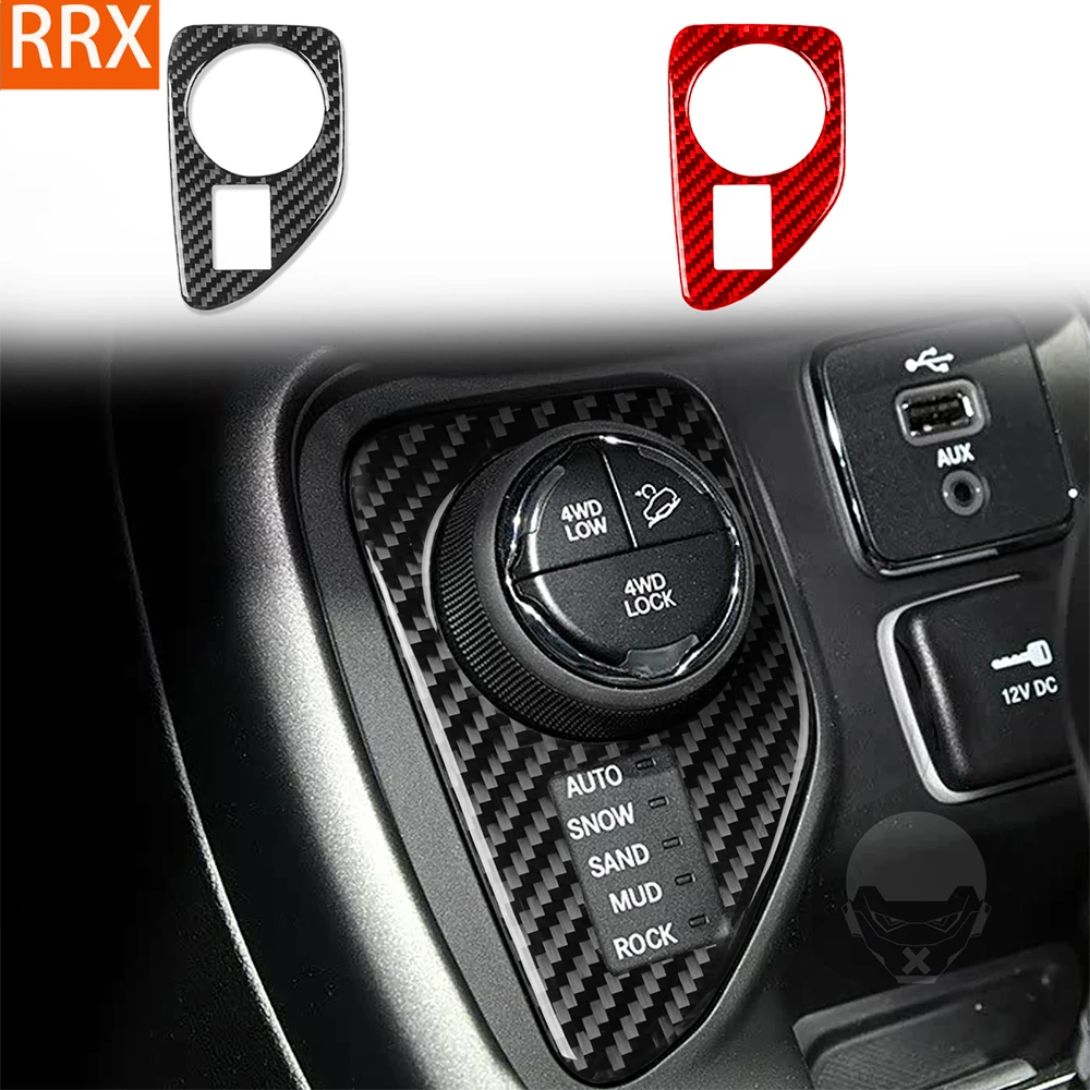 For Jeep Compass 2018-2021 Real Carbon Fiber Sticker Centre Four Wheel Drive Switch Adjustment Panel Car Accessories Decorative