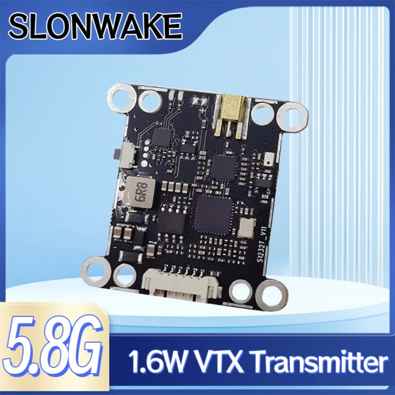 SLONWAKE 5.8G 48CH 1.6W Double hole Tower-like VTX transmitter Power adjustable Built-in microphone for RC FPV fixed-wing UAV.