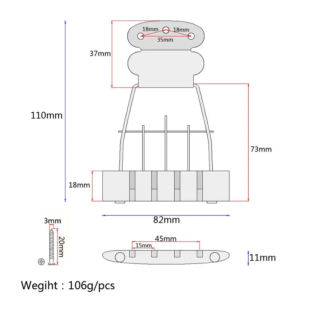 4 弦テールピースブリッジアーチトップギターテールピース頑丈な鋼亜鉛合金ギターパーツ