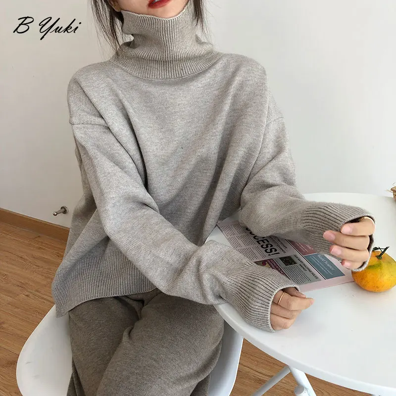 Blessyuki Oversized Cashmere Turtleneck Knitted Sweater Women Winter Thicken Warm Solid Basic Pullover Female Casual Soft Jumper