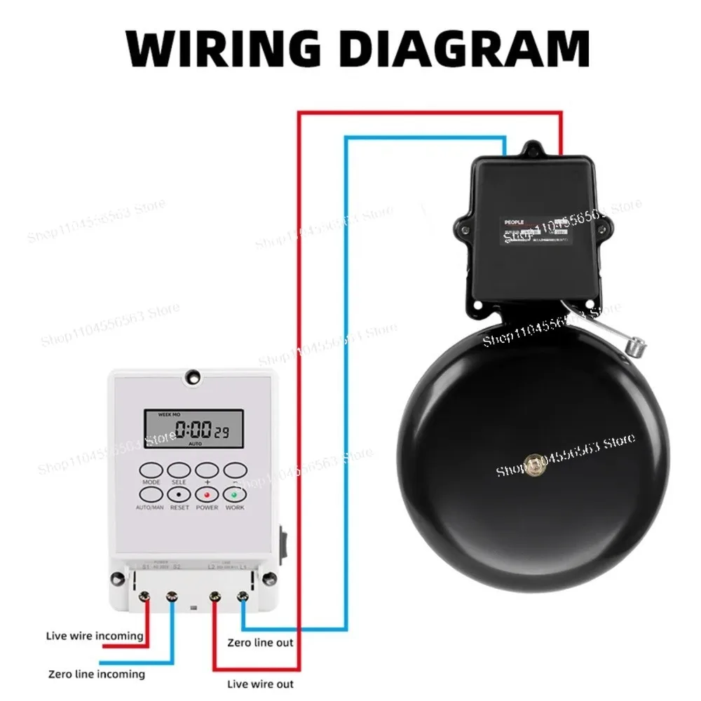 Digital School Bell Timer Switch Intelligent Microcomputer Auto Bell Ring Controller Programmable Timer AC220V 8inches