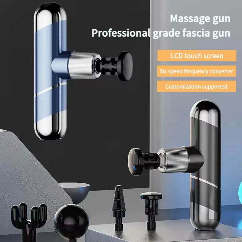

Portable mini LCD touch screen fascia gun muscle relaxation massage gun rechargeable electric home massager.
