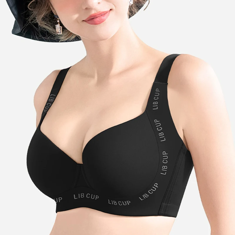 Kobiety Szerokie ramiączka Suppotive Push Up Bra Model Cups Underwire Female Seamless Plus Size Lingerie 36 38 40 42 C D E F G H