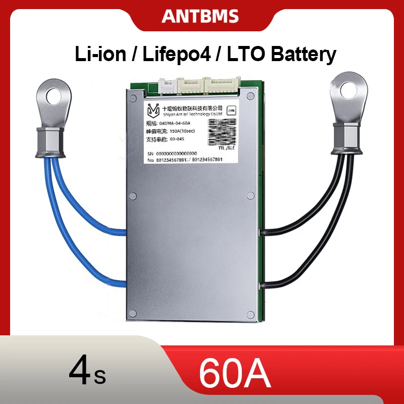 

ANT SMART BMS 4S 60A 12V Защитная плата литиевой батареи с балансом для Li-ion LiFePO4 LTO DIY Solar Power E-bike E-scooter