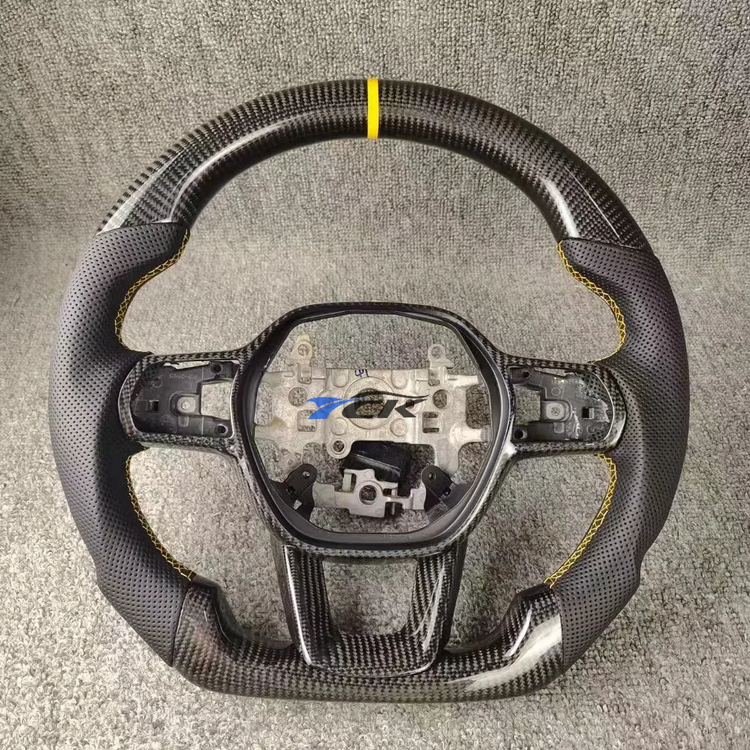 

Carbon Fiber Yellow stitching Steering Wheel For Honda civic 2021 2022 2023 2024