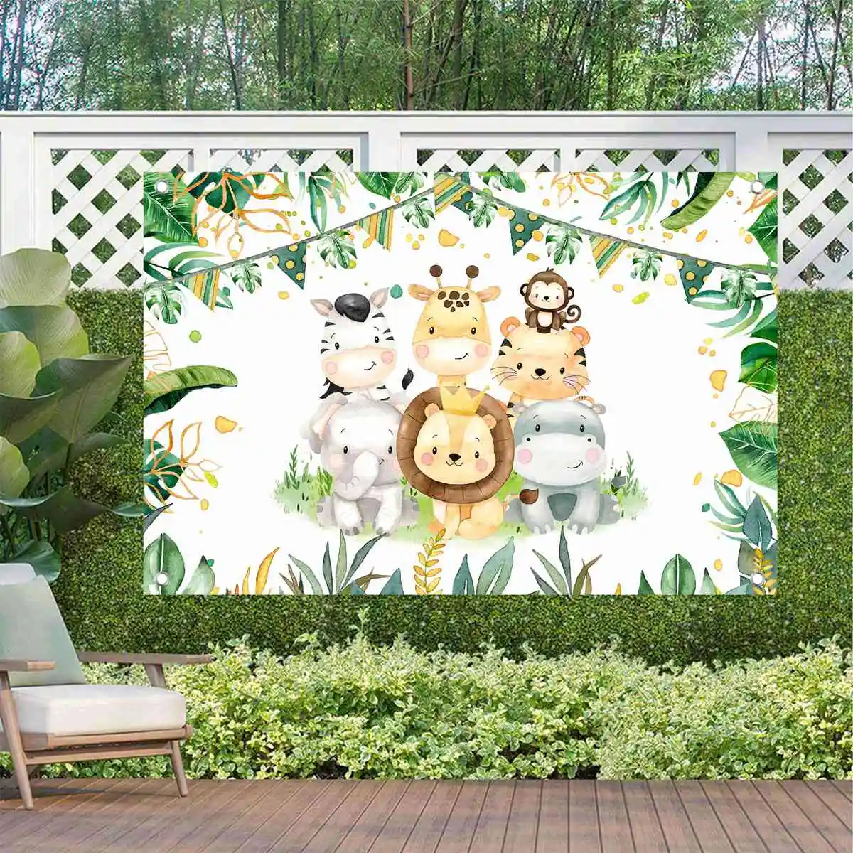 خلفية حيوانات الغابة ، ديكور حفلات سفاري واحد بري ، زينة عيد ميلاد ، استحمام الطفل ، صبي ، فتاة ، عيد ميلاد الأول