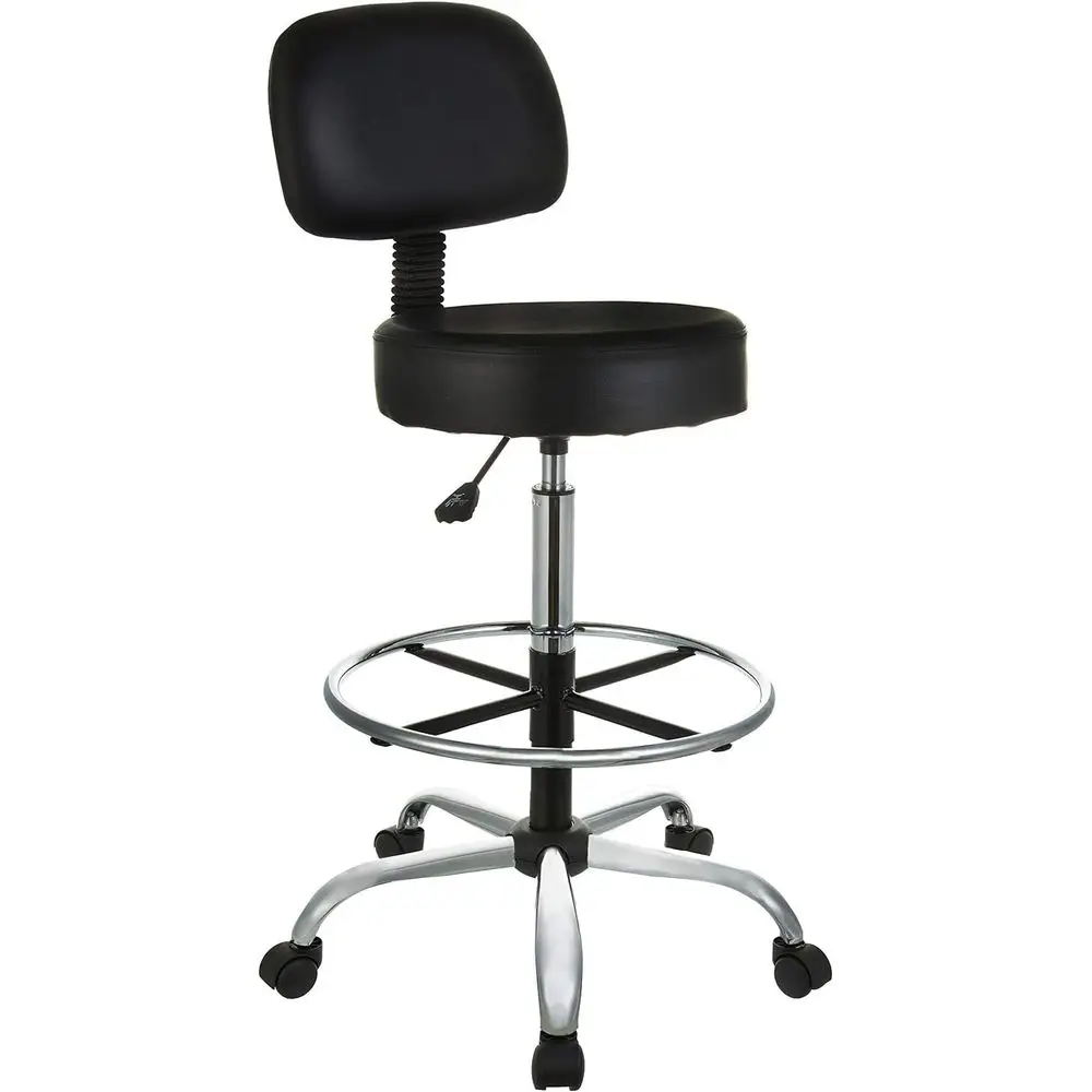 

Многофункциональный регулируемый барный стул для спа-процедур с прочной подставкой для ног, подушкой для поддержки спины, вращением на 360 градусов ° Поворотный механизм и колеса, черный цвет