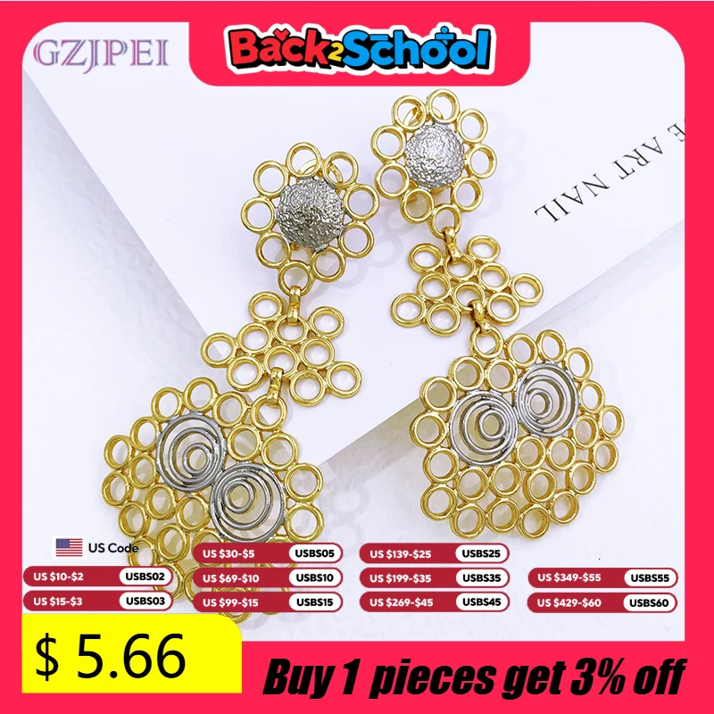 

Long Earrings For Women Gold Color Big Drop Earrings Dubai Fashion Jewelry Wedding Party Gift Trending