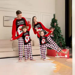 2024 new Santa Claus printed home clothing plaid Christmas family clothing cotton soft home clothing pajamas pajama pants 2 sets
