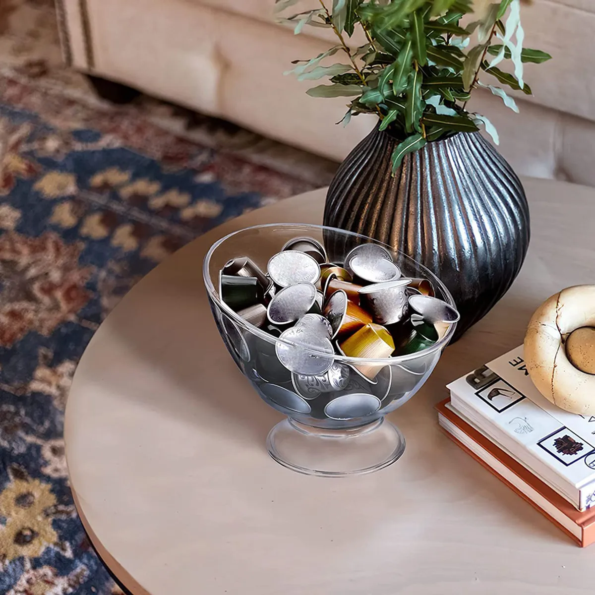 Kaffeepadhalter K Getränkehalter aus transparentem Kunststoff mit großem Fassungsvermögen für Kaffeepads und Kapselschließfächer