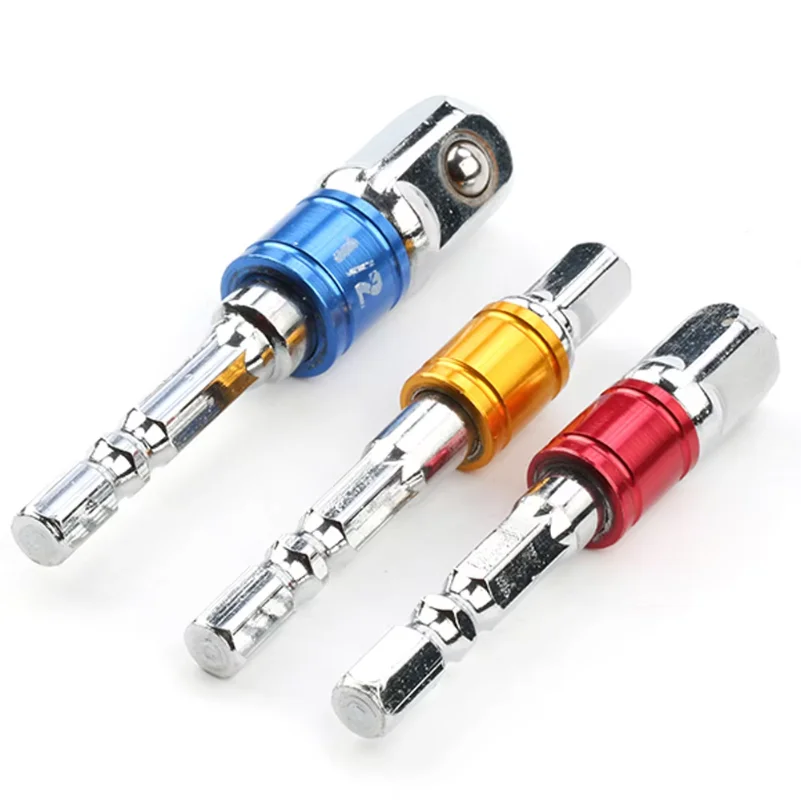 3 Piece Set Colorful Hex Screw Driver Bit Adapter Rod 1/2 Square Head 3/8 and 1/4 Socket for Electric Screwdrivers
