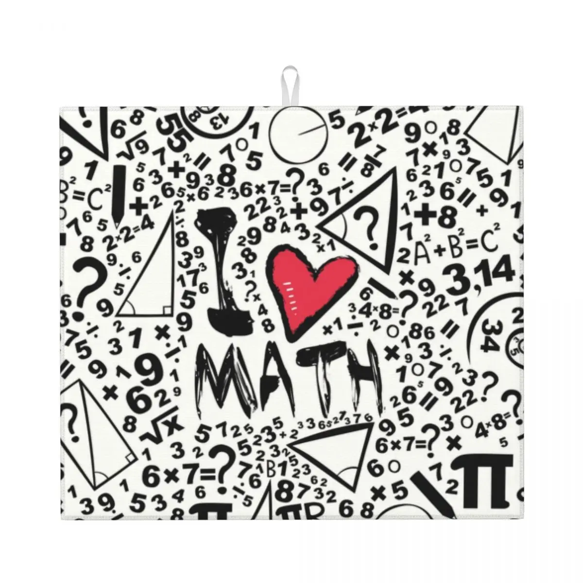 Custom Maths Microfiber I Love Pattern Dish Mat for Kitchen Quick Dry Geek Mathematics Teacher Drainer Pads for Countertop