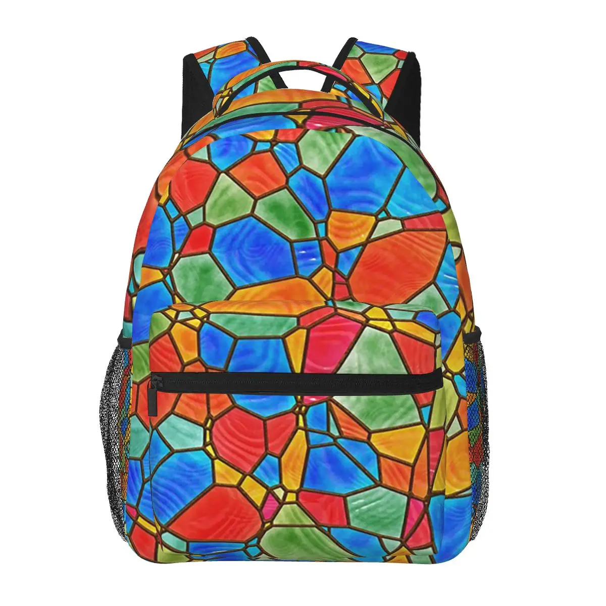 Abstract Stained Glass Tree Student Backpack School Bag Hiking Travel Daypack for Boys Girls Fashion Bookbag Shoulder Bags