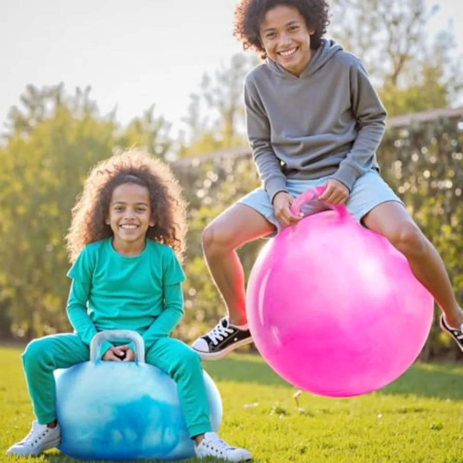 Opblaasbare Hippity Hop Springballen voor 3-8 jaar 18 inch Bouncy Hopper Ball met handvat Sit On Hopping Toy Blauw Roze 2 stuks wi
