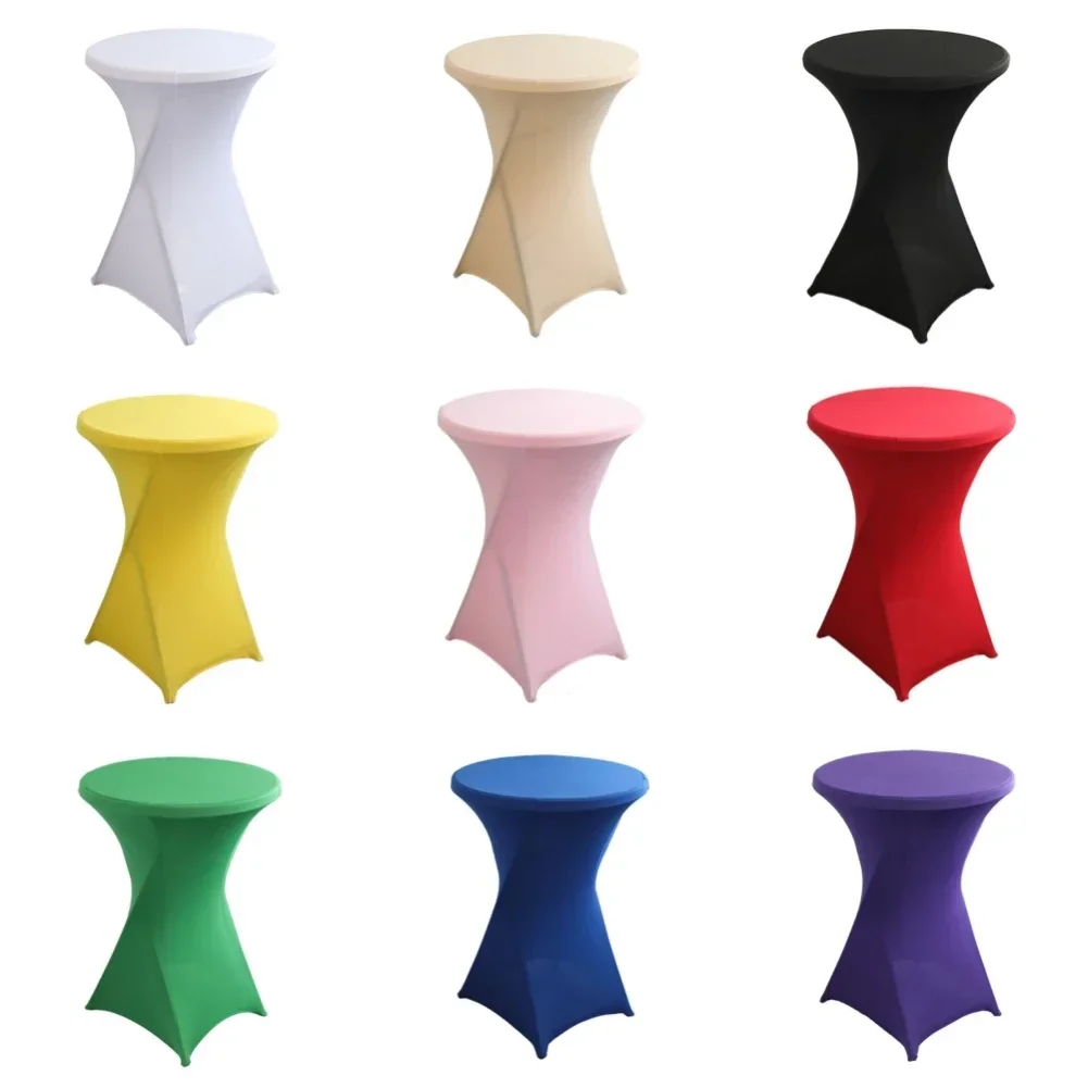 80cm Cocktail Table Cloth Wedding Cover Spandex Round High Bar Birthday Party Show Hotel Decoration Four Legs Round Base